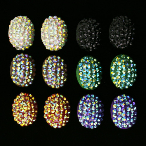 AB Finish Clip-on-Earrings Assorted-Color 12 Per Package C579C