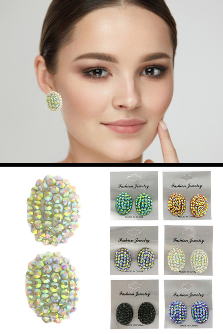 AB Finish Clip-on-Earrings Assorted-Color 12 Per Package C579C