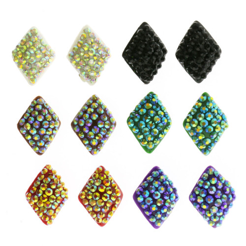 AB Finish Clip-on-Earrings Assorted-Color 12 Per Package C581C