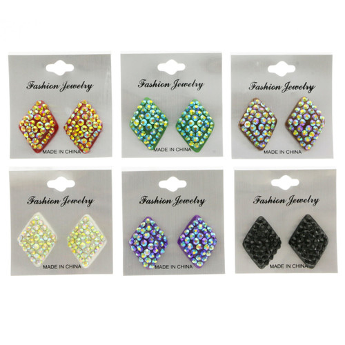 AB Finish Clip-on-Earrings Assorted-Color 12 Per Package C581C