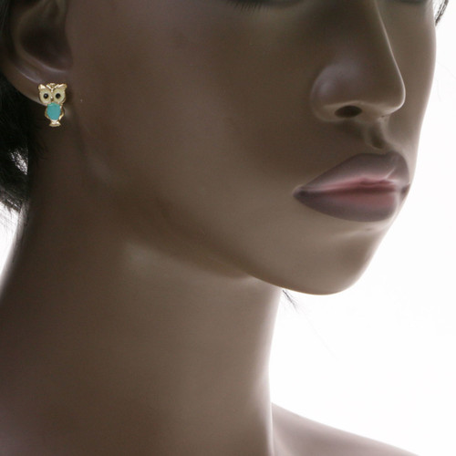 Owl Trio-Earrings With Crystal Accents Silver-Tone & Gold-Tone 12 Per Package T1185C