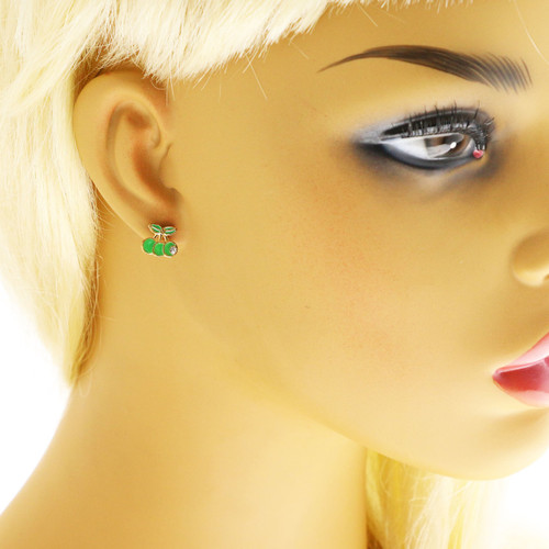 Cherries Trio-Earring Set With Crystal Accents Multi-Color & Gold-Tone 12 Per Package T1215C