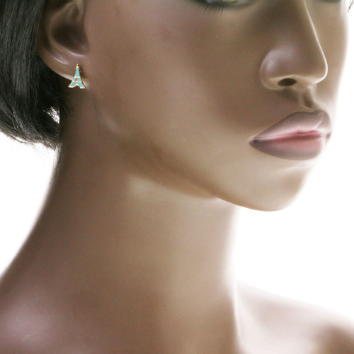 Hearts Crown Eiffel Tower Trio-Earrings With Crystal Accents Gold-Tone & Multi-Color 12 Per Package T230C