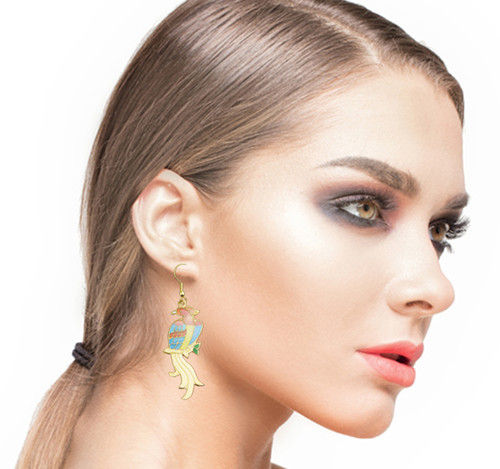 Pheonix Cloisonne-Earrings Assorted-Color & Gold-Tone 12 Per Package 9E08