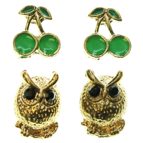 Cherry and owl earrings ME1193b