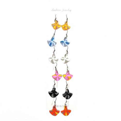 Swirl Multiple-Earring-Set Multi-Color & White 12 Per Package ME401C