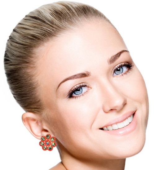 Flower Circle Petals AB Finish Multiple-Earring-Set With Crystal Accents Multi-Color & Silver-Tone 12 Per Package ME4180C