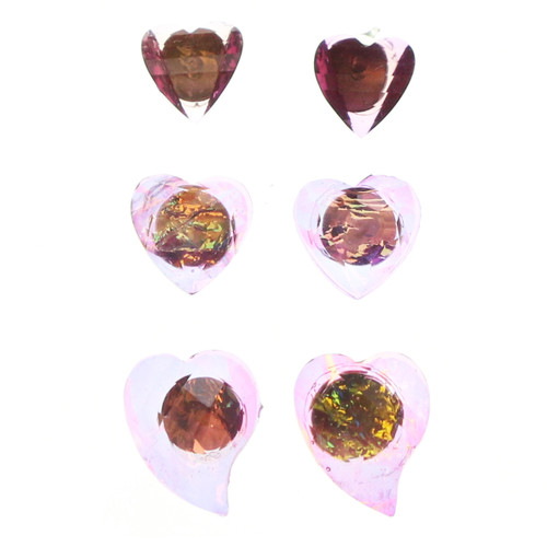 Heart Flower Multiple-Earring-Set  With Faceted Accents Multi-Color 12 Per Package ME4219C