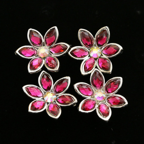 Flower AB Finish Multiple-Earring-Set With Crystal Accents Multi-Color & Silver-Tone 12 Per Package ME4529C
