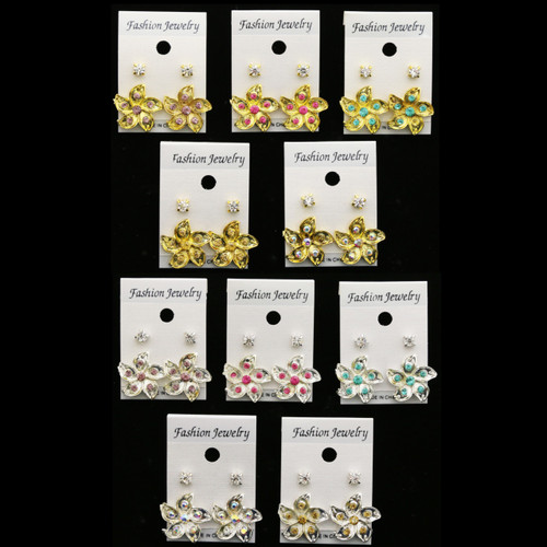 Multiple earrings with assorted colored crystal accents ME5880C