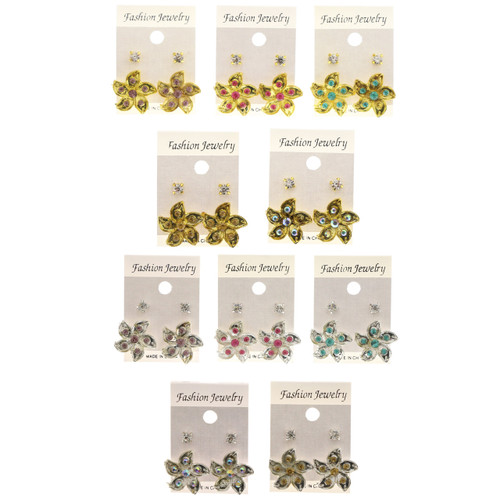 Multiple earrings with assorted colored crystal accents ME5880C