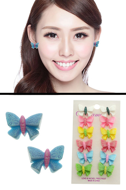 Glitter Butterfly Multiple-Earring-Set Multi-Color 12 Per Package ME7991C Glitter Butterfly Multiple-Earring-Set Multi-Color 12 Per Package ME7991C