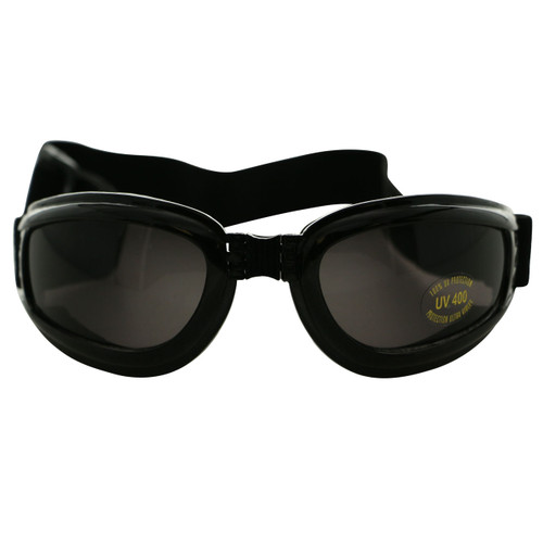 UV 400 Folding Frame with Adjustable Elastic Band Black Acrylic Goggle Style Sunglasses 12SG7450BK