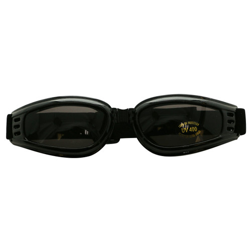 UV 400 Folding Frame with Adjustable Elastic Band Black Acrylic Goggle Style Sunglasses 12SG7450BK