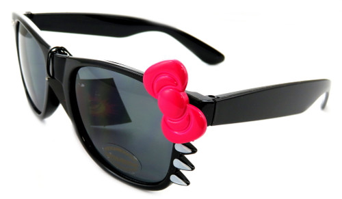 UV400 Womens Cat Whiskers and Bowtie Black Acrylic Sunglasses 26SG20BLK UV400 Womens Cat Whiskers and Bowtie Black Acrylic Sunglasses 26SG20BLK