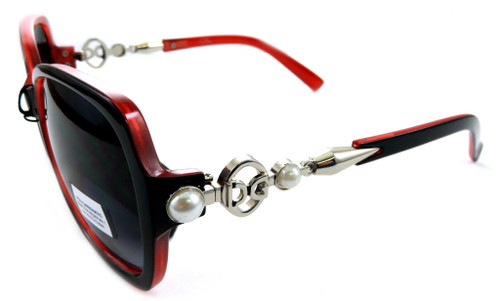 IUG Design Assorted Acrylic Framed Sunglasses Faux Pearl Metal Design Shatter Resistant Lenses 26SG561