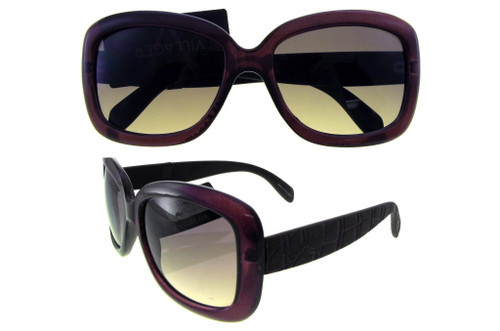 Thick Maroon Frame Sunglasses With Flat Stone Bows and Square Lenses HESG11