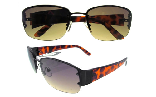 Frameless Sunglasses With Tortoise Shell Bows Rectangular Lenses HESG20