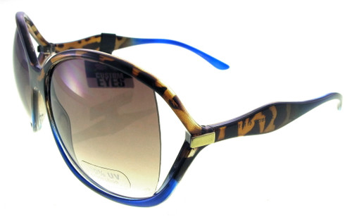 100% UV Tortoise Shell Royal Blue Faded Frame Sunglasses HESG21