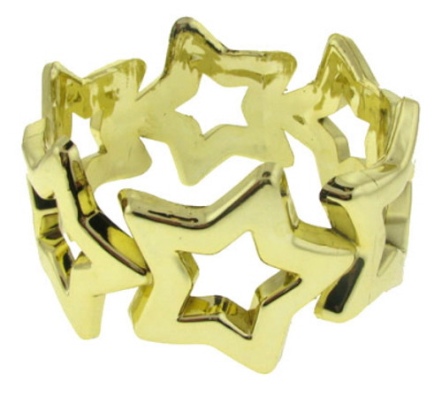 Metallic Finish Star Motif Acrylic Bangle Bracelet Gold-Tone - B1054 Metallic Finish Star Motif Acrylic Bangle Bracelet Gold-Tone - B1054