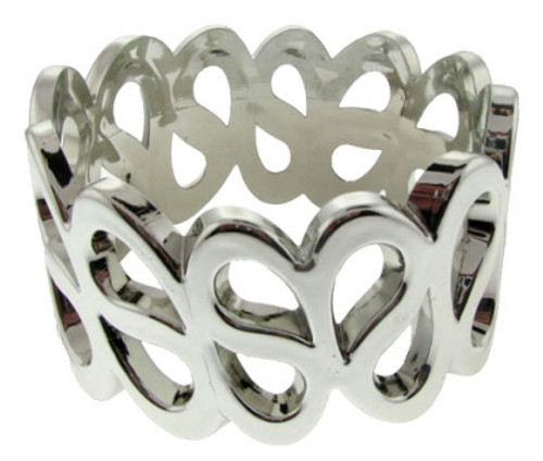 Metallic Finish Serpentine Motif Acrylic Bangle Bracelet Silver-Tone - B1059A Metallic Finish Serpentine Motif Acrylic Bangle Bracelet Silver-Tone - B1059A