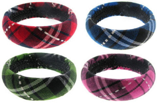 Plaid Pattern Flannel Wrapped Bangle Bracelet Assorted - B139 Plaid Pattern Flannel Wrapped Bangle Bracelet Assorted - B139