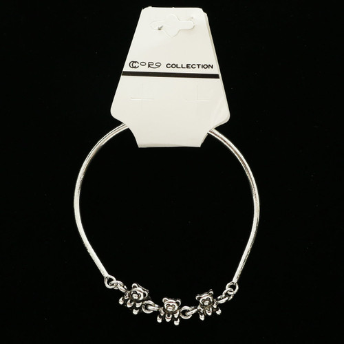 Teddy Bear Charm Fashion Bracelet Silver-Tone - B178A
