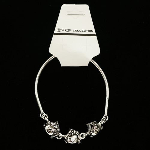 Doll Face Accent Fashion Bracelet Silver-Tone - B180A