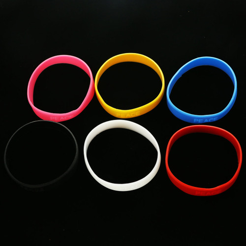 Debossed "Peace" Rubber Wristband Bracelets Assorted - B23713B