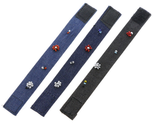 Double-Sided Embroidered Denim Strap Bracelet Blue - B2508