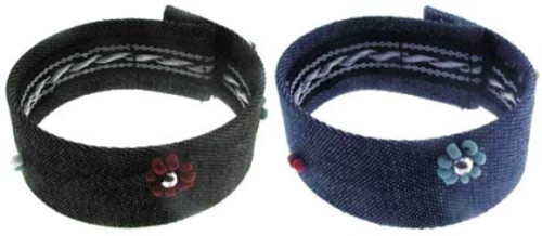 Double-Sided Embroidered Denim Strap Bracelet Blue - B2508 Double-Sided Embroidered Denim Strap Bracelet Blue - B2508