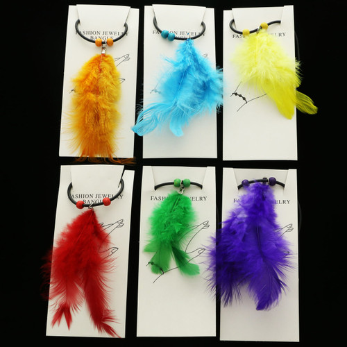 Feather Accent Black Cord Fashion Bracelets Assorted - B2571