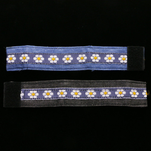 Imitation Leather Backed Denim Strap Bracelets Blue - B2679