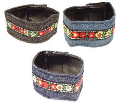 Embroidered Cloth Strip Denim Strap Bracelet Blue - B2681 Embroidered Cloth Strip Denim Strap Bracelet Blue - B2681