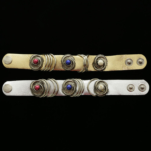 Imitation Leather Round Bead Accent Swirl Design Strap Bracelet Assorted - B384B