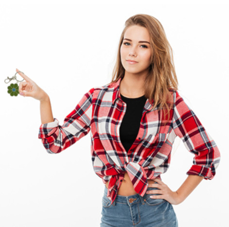 Green and Blue flower keychain KEKC4279