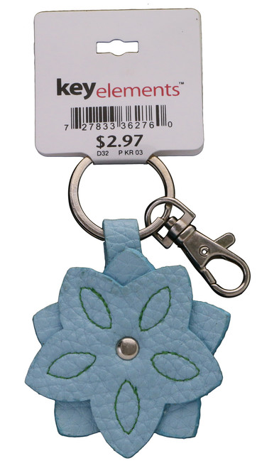 Blue Leather Like Flower Keychain KEKC4285