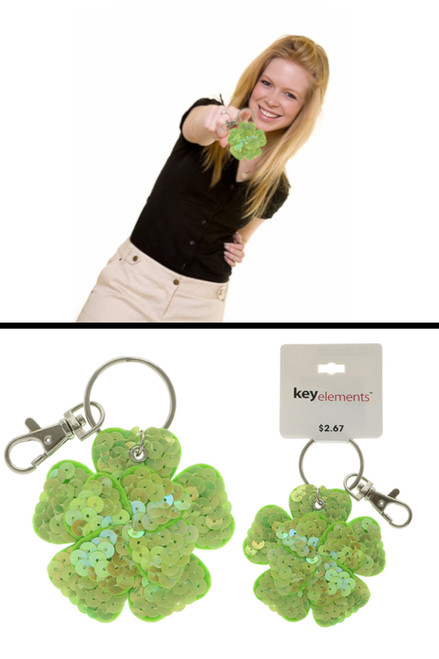 Green Sequin Flower Keychain KEKC4397