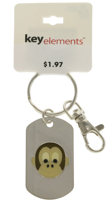 Silver Tone Dog Tag With Enamel Monkey Face Key Chain KEKC4745