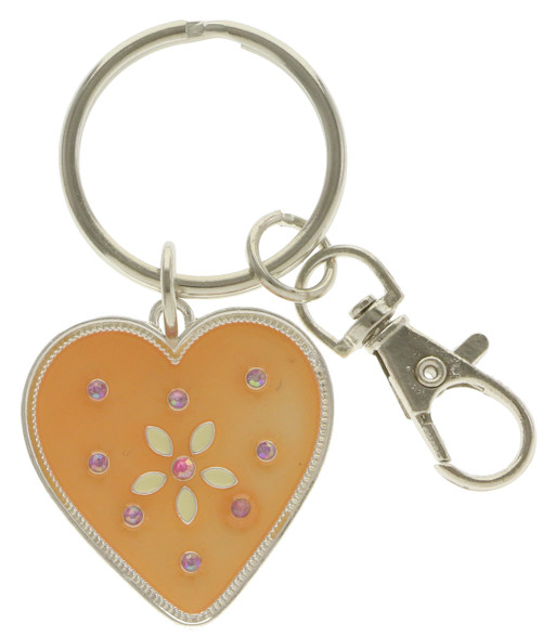 Peach Colored Enameled Heart Shaped Key Chain KEKC4817