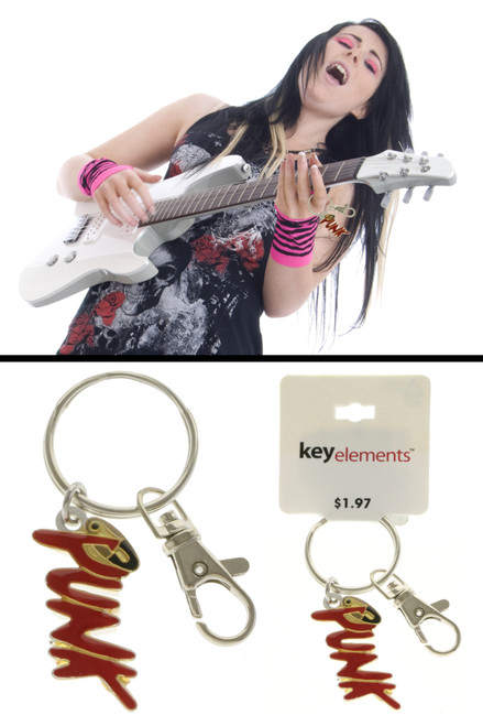 Split Ring Key Chain With The Word Punk KEKC4843