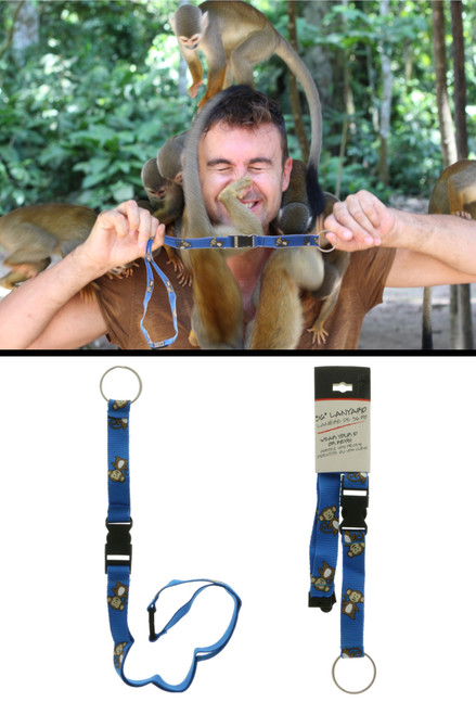 Blue Lanyard With Monkey Designs And Detachable keychain KEKC4895 Blue Lanyard With Monkey Designs And Detachable keychain KEKC4895