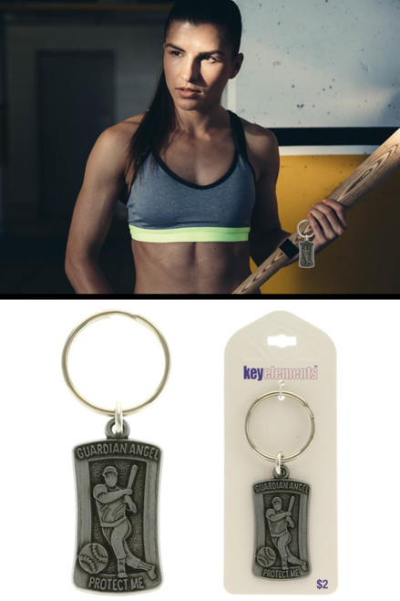 Sports Theme Baseball Guardian Angel Key Chain KEKC5002