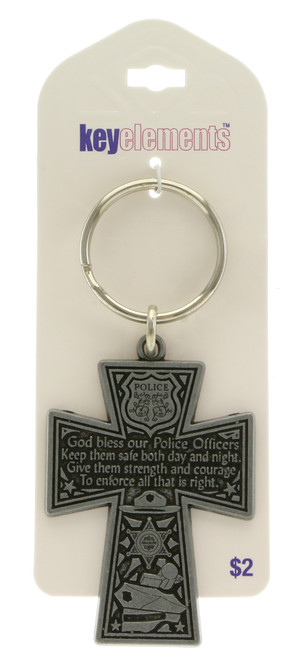 God Bless Police Officers Inspirational Key Chain KEKC5013