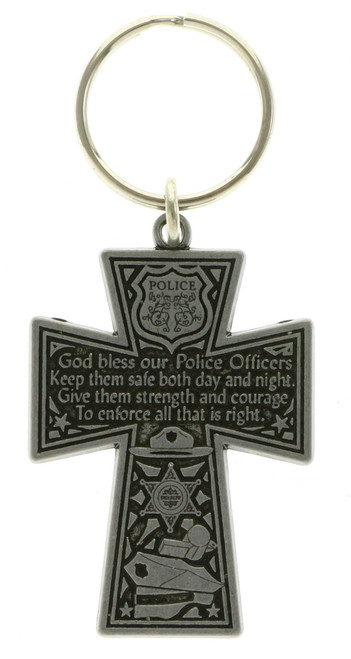 God Bless Police Officers Inspirational Key Chain KEKC5013