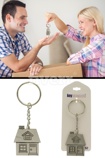 Silver Tone House Key Chain KEKC5014 Silver Tone House Key Chain KEKC5014