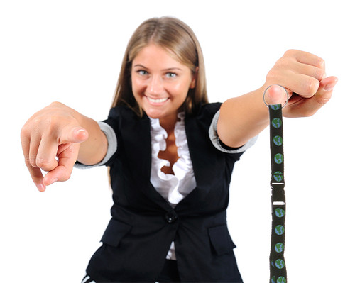 Lanyard with detachable split-ring key chain with small earth icons KEKC5048