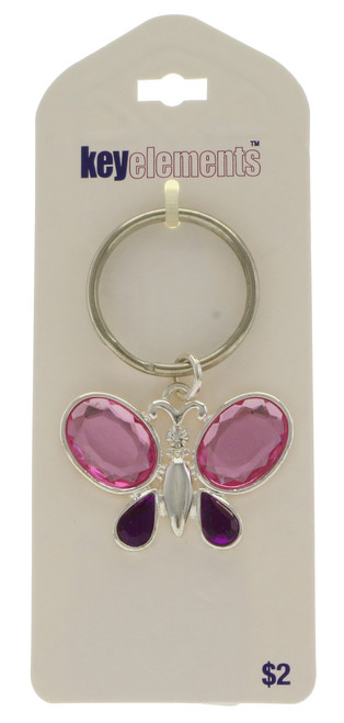 Silver Tone Butterfly With Pink Jewel Wings KEKC5056