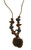 Fabric Necklace with Fuzzy Pendant & Bead Accents N20