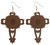 Wooden Laser-Etched Cross Dangle Earrings, Assorted - E22377